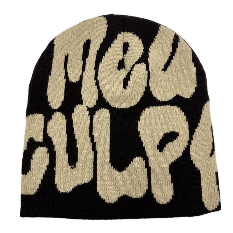 Hot Sell Customized Adult Fashion Printing Soft Winter Hat Knitted With Letters for Men and Women