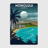 Tourist Attraction Honolulu Hawaii at Night Posters Wall Art Metal Painting Vintage Garden Tin Sign Home Decor Room Decoration