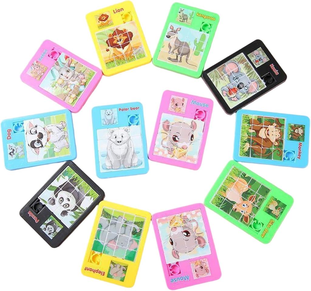 10Pcs Slide Puzzle, 16-Grid Cute Portable Mini Animal Puzzle, Safe Smooth Educational Toys for Girls, Boys ;1