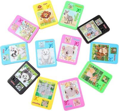 10Pcs Slide Puzzle, 16-Grid Cute Portable Mini Animal Puzzle, Safe Smooth Educational Toys for Girls, Boys ;1