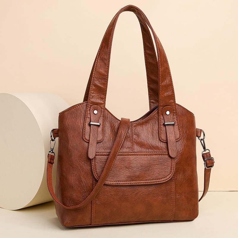 Women's Elegant Solid Color Shoulder Bag With Zipper Closure Tote Versatile Handbag For Work And Daily