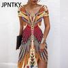 JPNTKY Женская мода лето весна короткие рукава V-образный вырез повседневные платья
