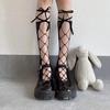 Gothic Lolita Sockings Mesh Lace Tube Socks JK Socks Thin Fishnet Stockings Bow Tie Hollow Calf Socks