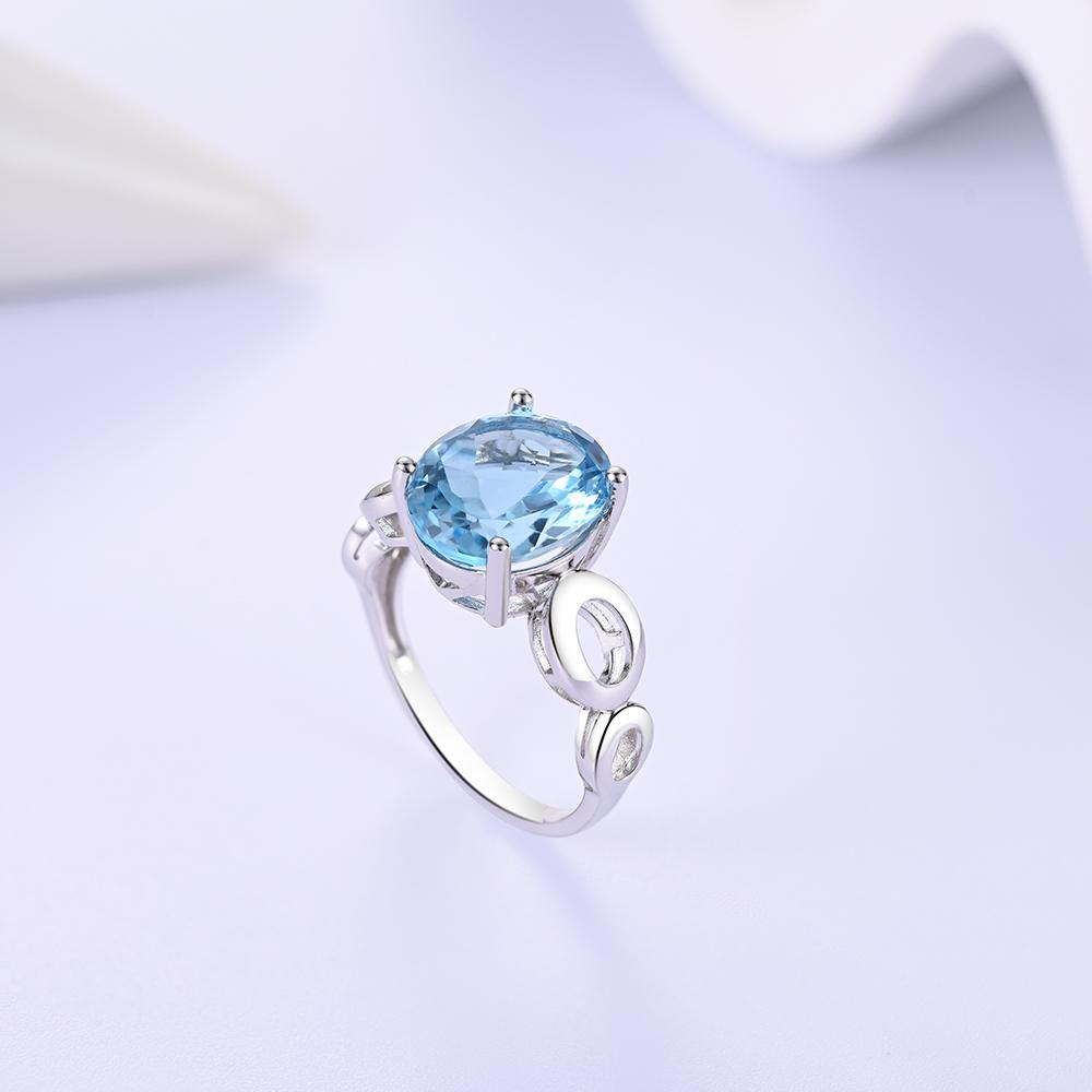 Beautiful Blue November Birthstone Natural Sky Blue Topaz Ring Earring Jewelry Set S925 Silver Jewelry for Ladies and Girls