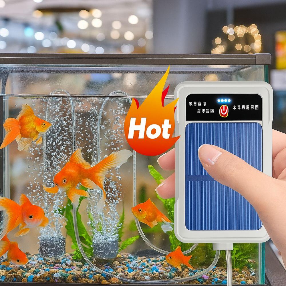 Water Proof Portable Aerator USB Rechargeable Solar Oxygen Pump Ultra Silent Water Proof Fishing Oxygen Pump Automatic 2-4L/min Small Oxygen Generator