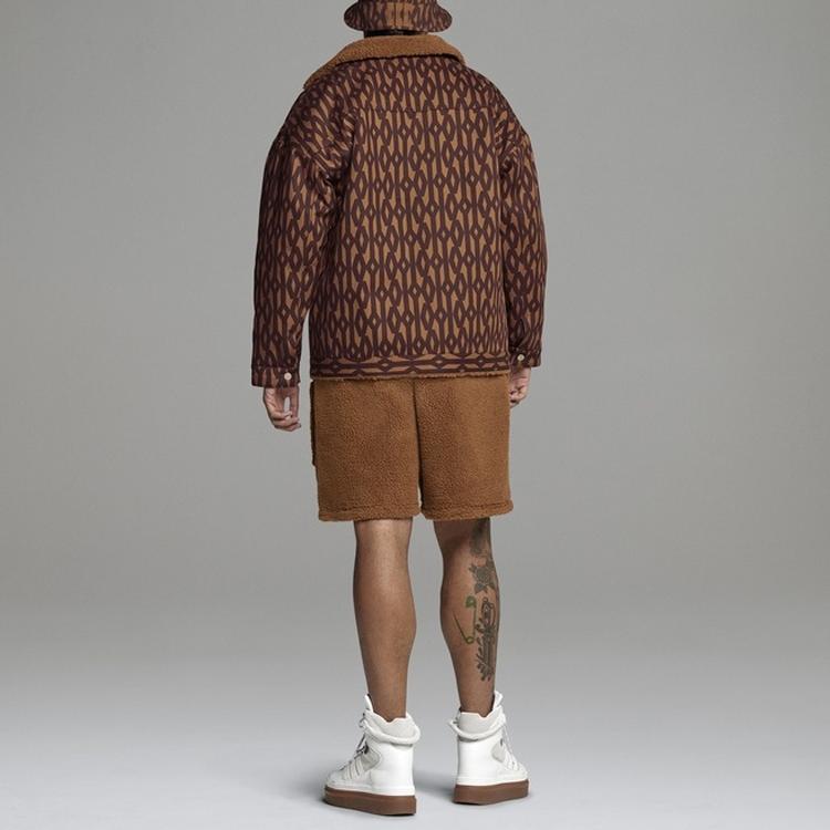 Adidas Originals X Ivy Park Clover Pattern Print Повседневная куртка Мужская верхняя одежда Красный Коричневый HB8438