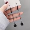 New Long Tassels Black Joker Contracted Metal Ball Drop Earrings Women Temperament Weddings Jewelry Gift