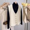 Французская мода трикотажный жилет женский ранний весенний кардиган верхняя одежда джемпер жилет свободные топы без рукавов плечи