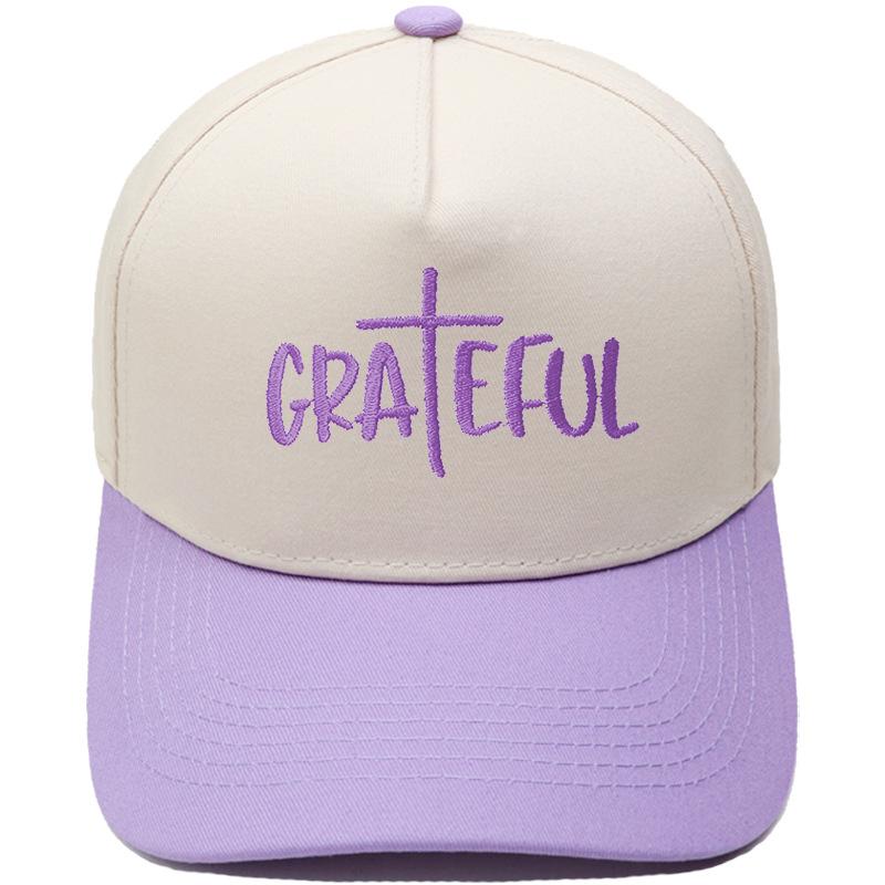 GRATEFUL truck driver hat cross embroidery retro color matching baseball cap European and American men's and women's casual hat