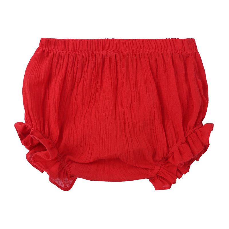 Summer Baby Cotton Linen Ruffled Triangle Shorts Loose Comfortable Toddler Bloomers