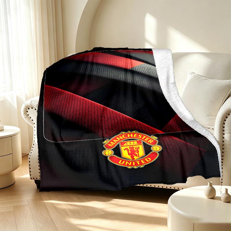 Football United F.C Pattern Blanket for Home Decoration, Bed, Sofa, Car Travel, Camping, Suitable for All Seasons, Birthday Christmas Gift