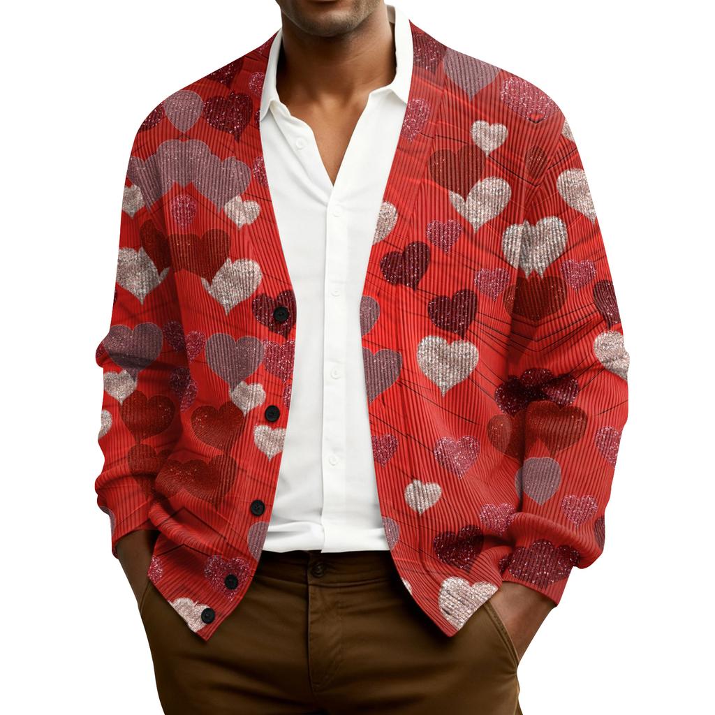 Мужской кардиган с длинным рукавом, рубчатой вязки