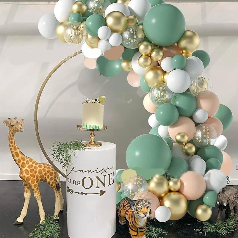 104 шт. бирюзовые латексные шары, гирлянда, арка, комплект, украшение для вечеринки в честь Дня Рождения, детский душ, принадлежности для вечеринки в джунглях, воздушный шарик