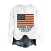 Women's Fashion Round Neck Pullover Top Long Sleeve Tee Printed Sweatshirt