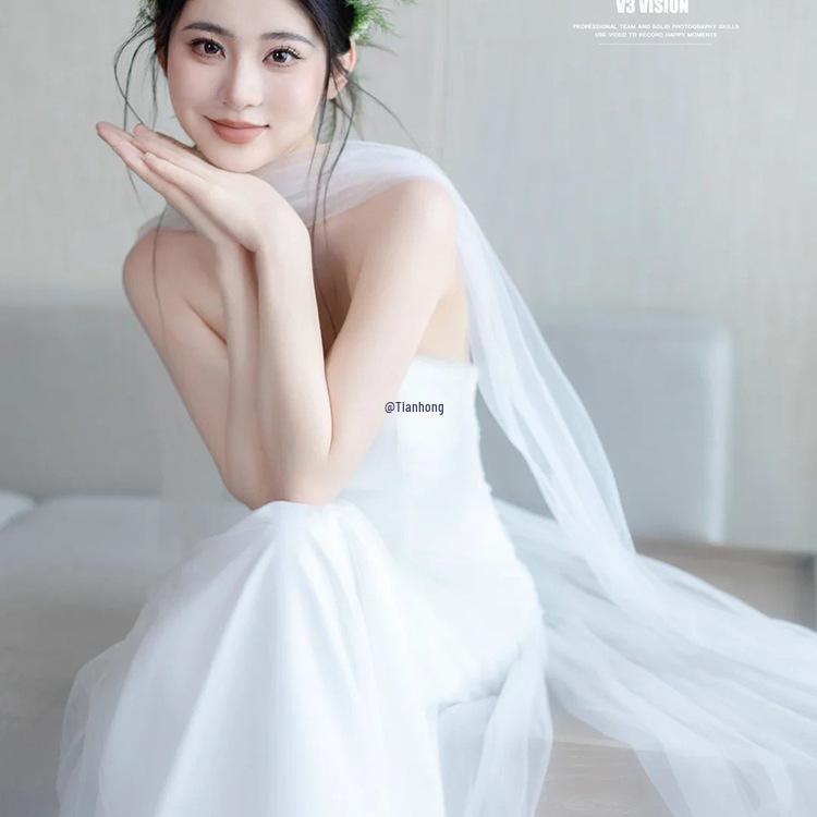 Шелковая свадебная фата и шарф для фотосессии невесты