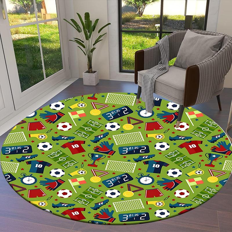 1pc Office Carpet Chair Mats Soccer-themed circular pattern Perfect for Decorating Office Chairs, Living Rooms, Or Bedrooms
