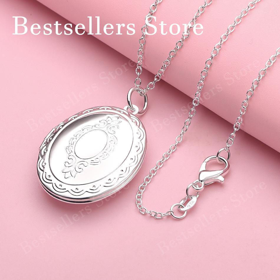 925 sterling silver 16-30 inch exquisite oval pattern pendant necklace for women's fashion wedding accessories jewelry