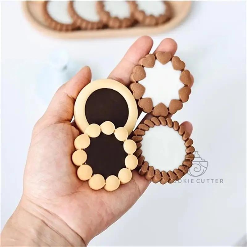 Chocolate Sandwich Cookies Flowers Cookie Cutter 3D Biscuit Mould Pressable Fondant Stamp New Year Cake Decor Baking Supplies