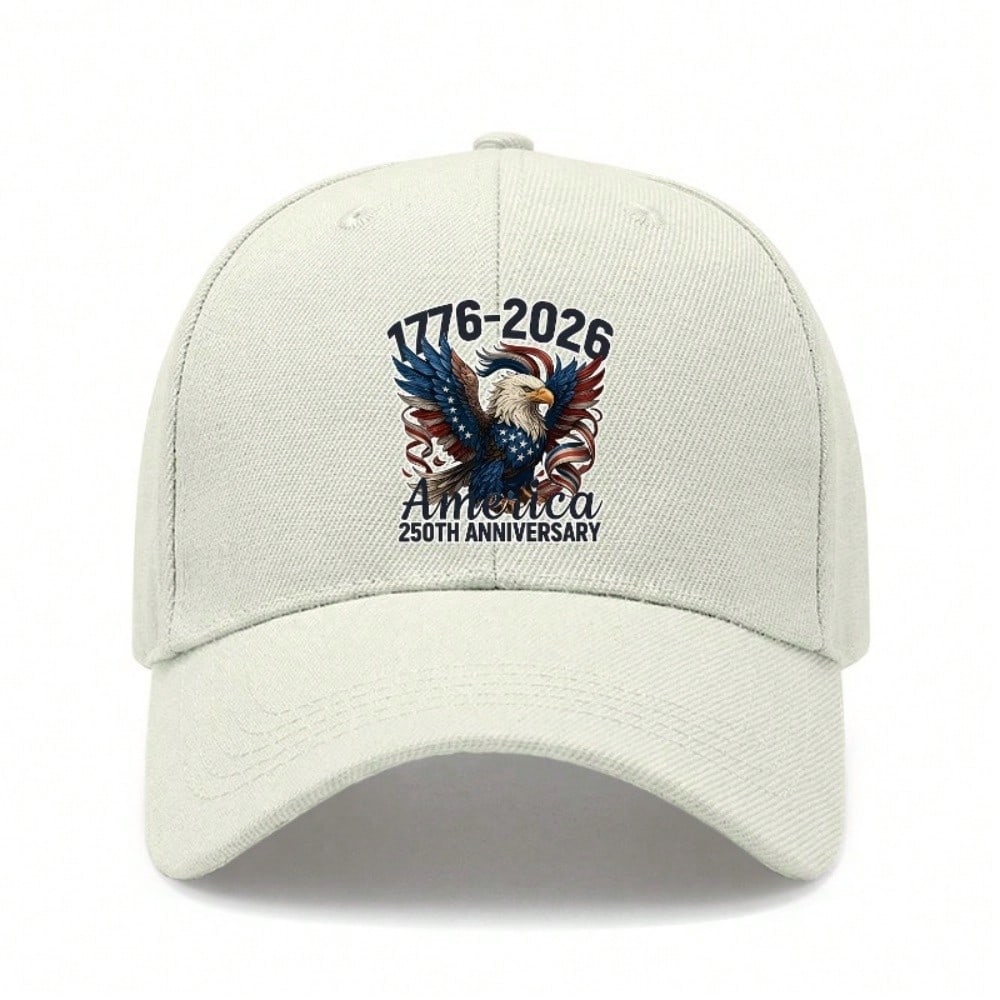 Patriotic Baseball Cap - 2026 AMERICA 250Th Anniversary Print Polyester Adjustable Unisex Vintage Style Outdoor Sports Holiday Hat
