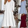 Women's Fleece Hooded Long Dress with Pockets and Drawstring, Cozy Winter Pullover Dress In White, Blue, Black, Wine Red