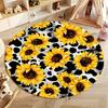 Free shipping Sunflower Cow Print Rug for Vibrant Home Décor round carpet for home sofa bedroom,gift
