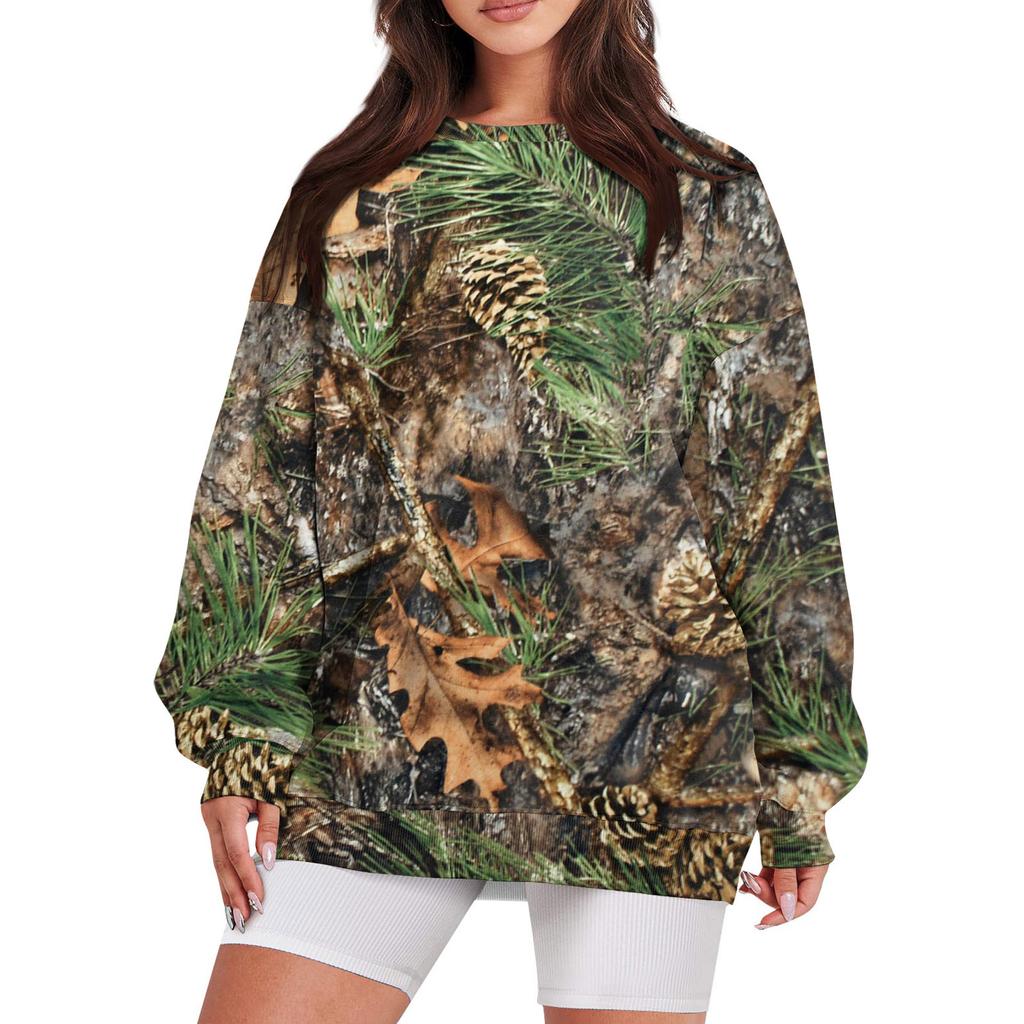 Женская повседневная модная винтажная толстовка с длинным рукавом и круглым вырезом с принтом, многослойный пуловер, топ