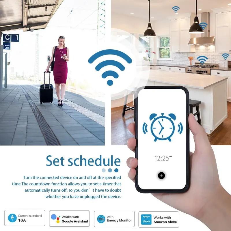 Умная розетка EU16A/20A Wi-Fi Умная розетка с мониторингом питания Приложение Smart Life Поддержка дистанционного управления Google Assistant Alexa