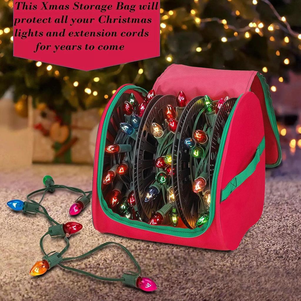 Christmas LED Light Storage Box Oxford Storage Bag For Christmas Decoration Multifunctional Holiday Storage Bag with U-zipper