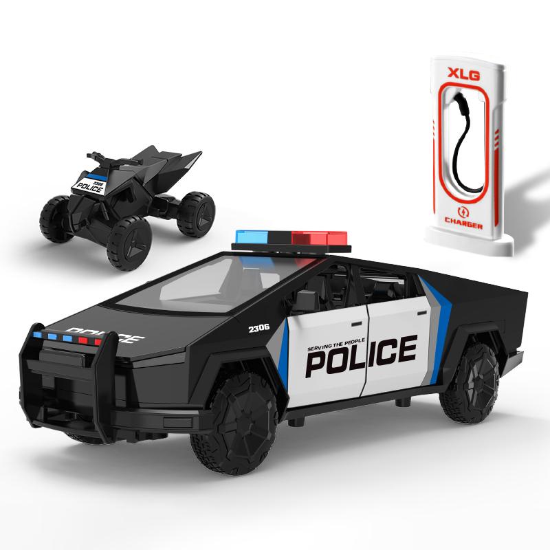 1/24 Scale Police Roadster Model Y Model 3 Cybertruck Model X Model S Diecast Metal Alloy Model Car Children's Toy Car Gift for Friend