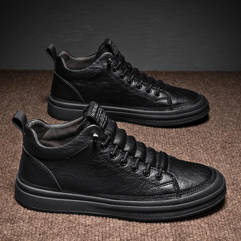 2024Men Handmade Flat Designer Sneakers Casual Leather High Top Lightweight Breathable Outdoor Walking Shoes Sports Tenis Shoes