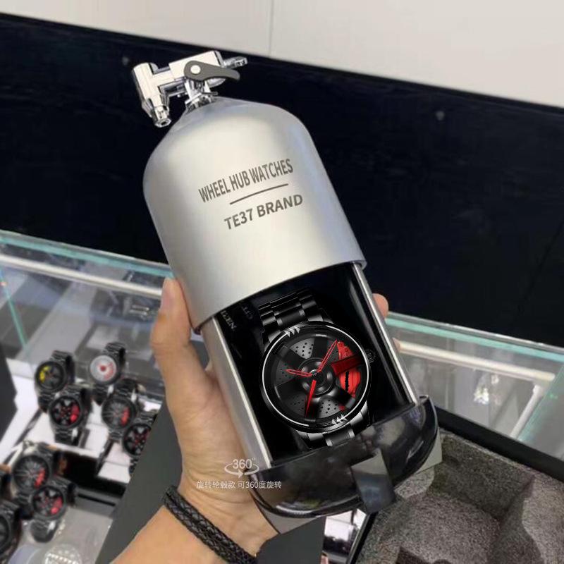 SVJ Genuine TE37 Wheel Hub Watch Трехмерный полый поворотный стол Стол для модификации автомобиля Водонепроницаемые светящиеся гидравлические мужские часы