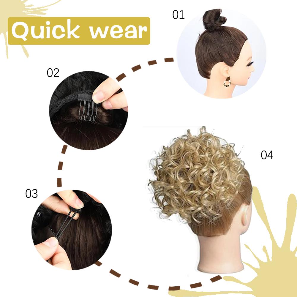 LISI HAIR Грязные пучки волос Кусок парика Эластичный шнурок Свободный большой вьющийся пучок 60 г Синтетический короткий светлый хвост Наращивание хвоста Для женщин Вечеринка Повседневные