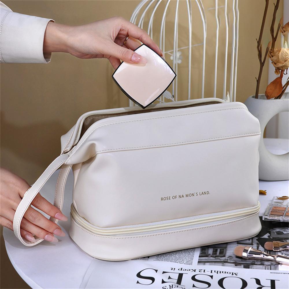 Косметичка Большой емкости Портативная косметичка из ПУ Дорожная сумка для хранения косметической стирки