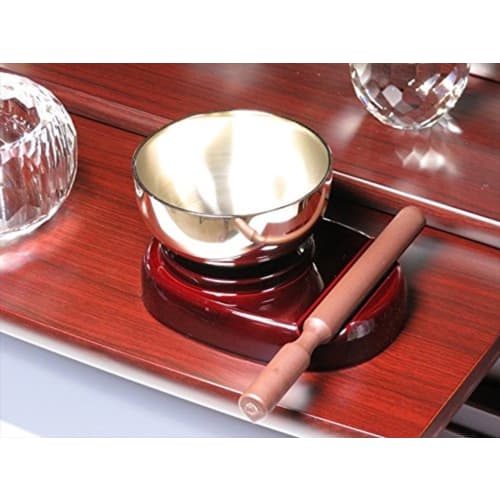 Sanmany Buddhist Bell Set, Brass, 2.5-inch, 3-Piece Set, Includes Bell Rod and Stand, Made in Japan