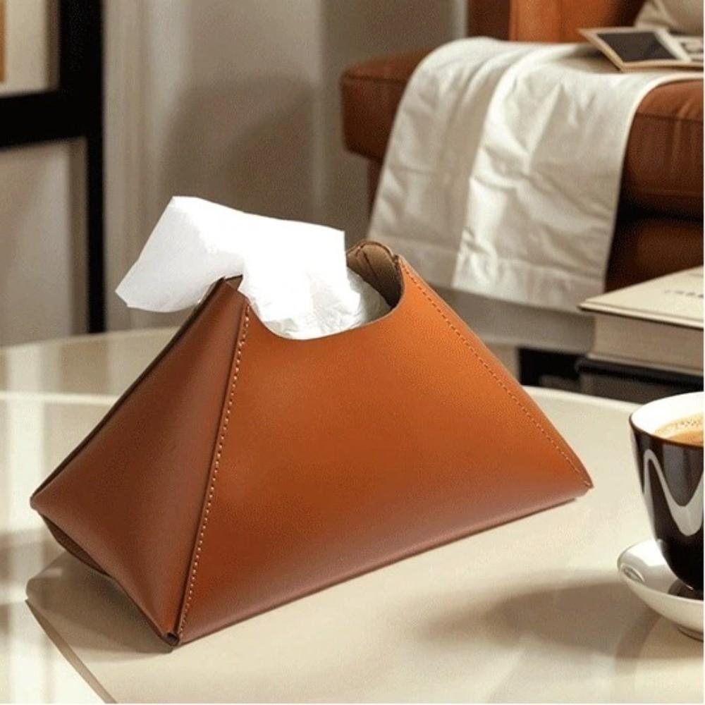 PU Leather Leather Tissue Box Solid Color Pull-Out Paper Towel Holder Box Paper Towel Holder Home