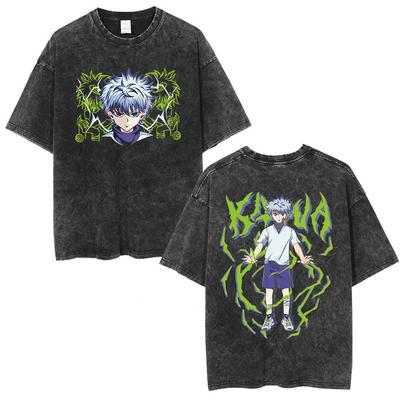 Винтажная выстиранная футболка Hunter X Hunter Паук Призрачная труппа Хисока Хролло Футболка с коротким рукавом Мужская Женская Летняя футболка