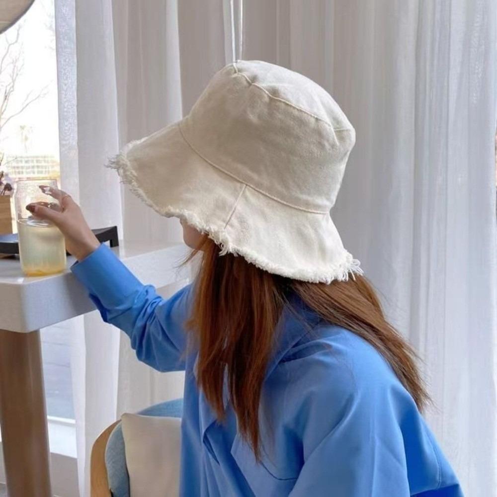 Foldable Thin Bucket Hat Sunshade Sun Protection Cap Sun Cap Raw Edge Fisherman Hat Men