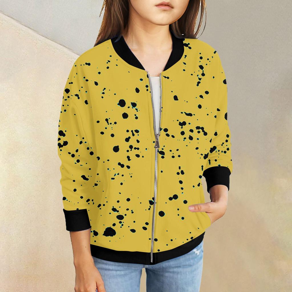 Куртки на молнии для девочек, детские осенние толстовки с длинными рукавами, верхняя одежда с карманами 5-15 лет