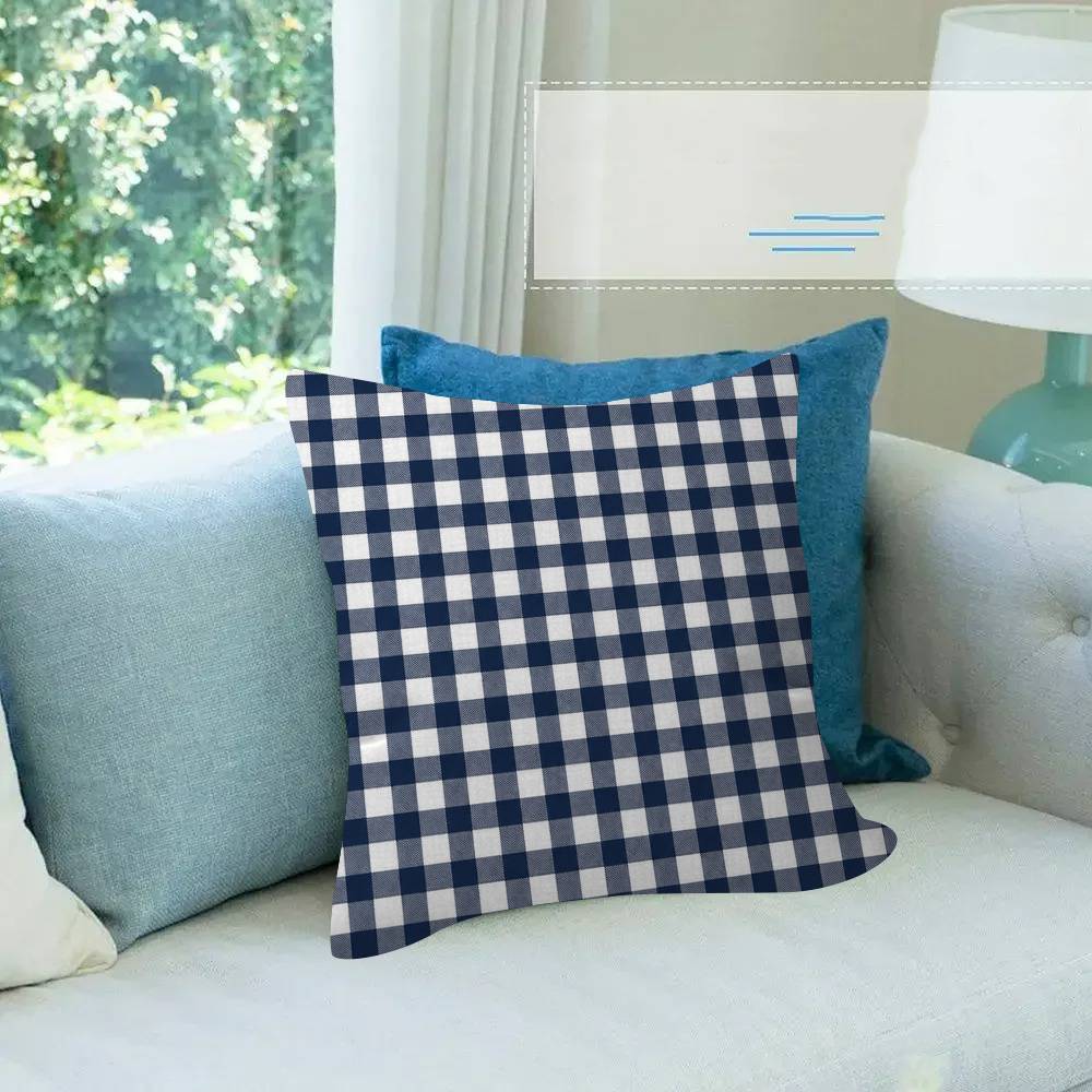 Stripe Plaid Throw solid color Pillow Covers Cartoon Sofa Decorative Home Doublesided Printing Short Plush Cushion Cover