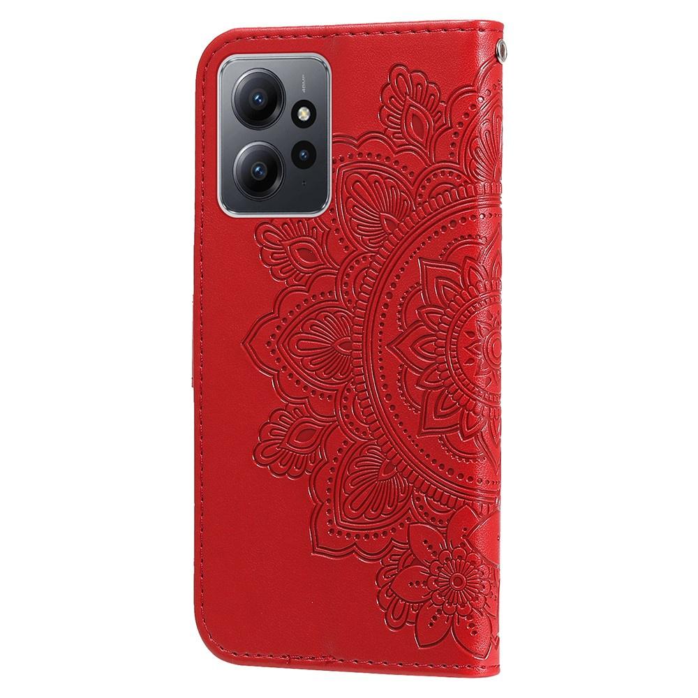Flip Case for Xiaomi Redmi Note 12 4G, Mandala Flower, Red