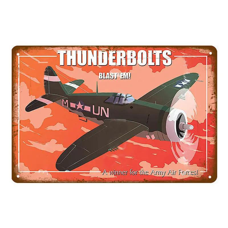 Vintage Airplane Metal Signs Fighter Jet Plane Posters Retro Aircraft Plate Metal Plaque Painting Living Room Home Wall Decor