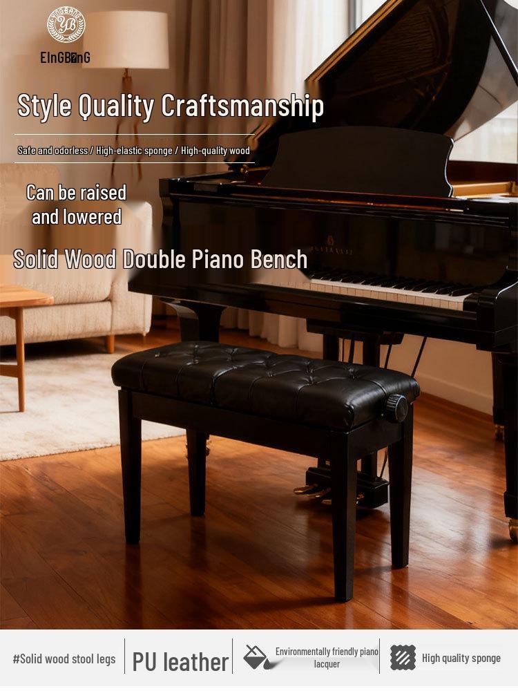 Duet Piano Bench with Independent Lifting and Baking Varnish Finish