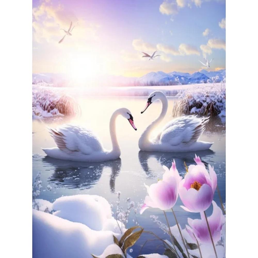Алмазная картина Полный дрель Лебедь Слон Круглая алмазная живопись Ручная работа Красивая бабочка Цветок Diy Алмазная мозаика Картина Украшение дома
