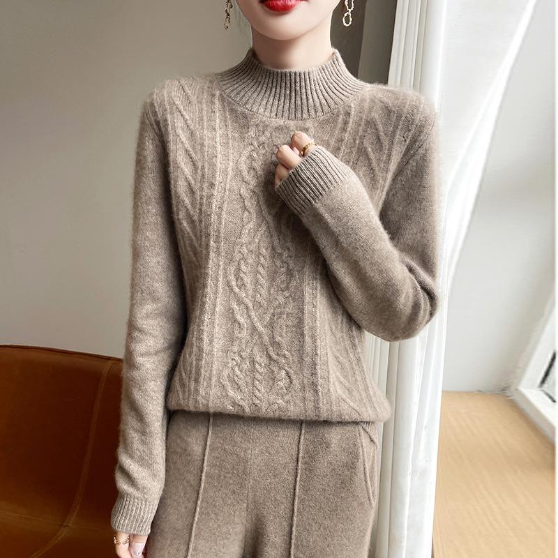 Утепленный свитер с полувысоким воротником, осенне-зимний стиль, модный и универсальный, приятный к коже и теплый, кашемировый вязаный базовый свитер