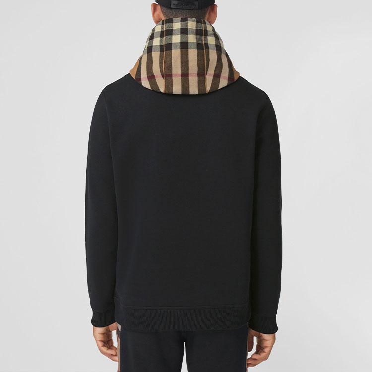 Burberry Check Hood Cotton Blend Hooded Sweatshirt 80450041