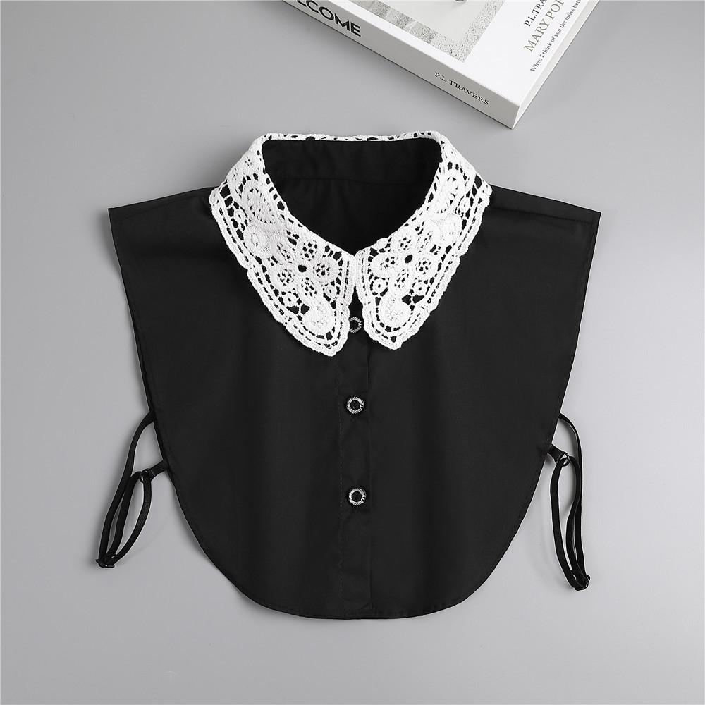 2023 Shirt Fake Collar Lace Black White Shirt Detachable Collar Suit Men Female Shirt Lapel Top Summer Thin Cool Fake Collar