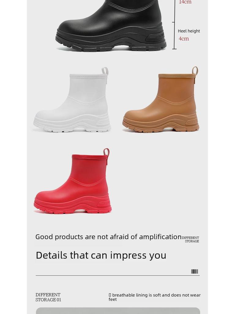 Korean Women's Waterproof, Non-Slip Rain Boots with Warm Cotton Lining & Thick Soles for Outdoor Camping