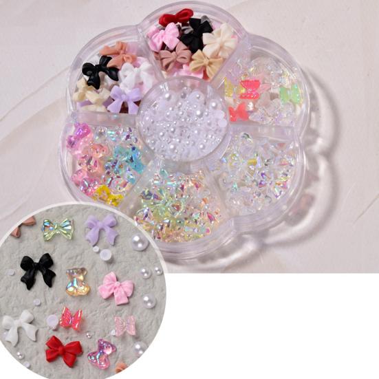 1 Box Nail Decals Cute 3D Effect Resin Nails Aurora Rhinestone Tools DIY