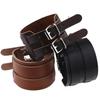 Vintage Punk Leather Bracelets: European & American Style, Wide Cowhide, Double Buckle, Unisex
