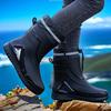 Fashion Rain Shoes Men's Waterproof Bundle Fishing Shoes Fleece Cover Warm Non-slip Rubber Shoes Flat Rider Rain Boots Tide